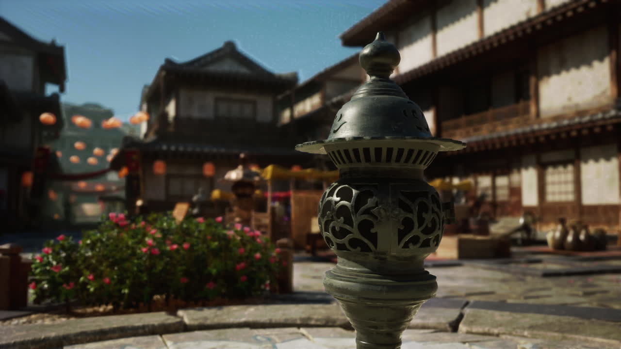 향을 피우는 화려한 중국 도시 광장