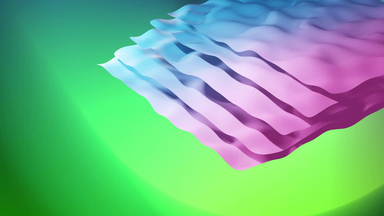 Animation of waving layers moving over vibrant green background