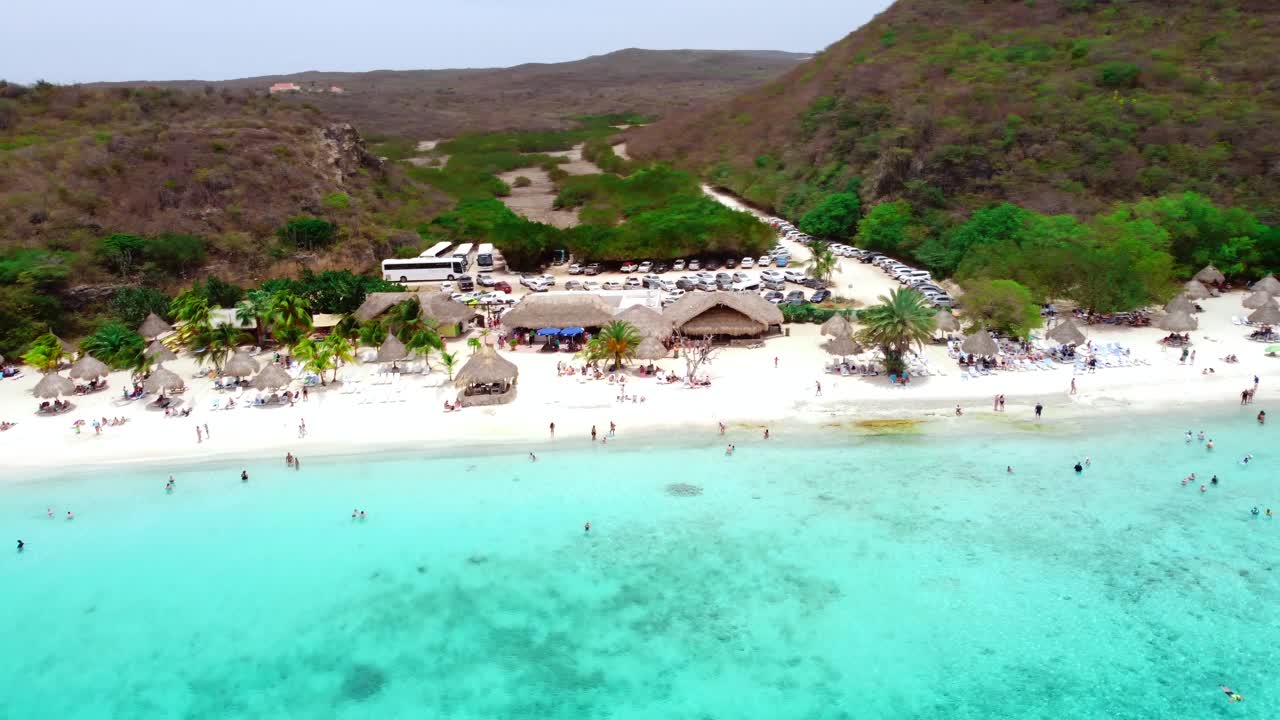 Paradise Cas Abao Beach Aerial Pan in Caribbean Curacao Island