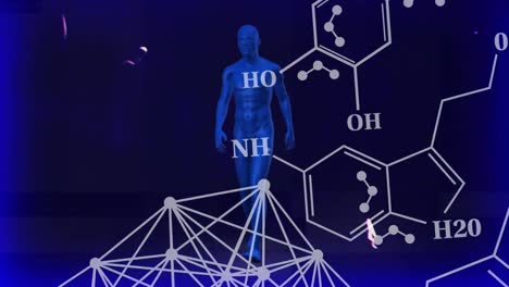dna 화학 공식의 애니메이션이 인간을 달리고 있습니다.