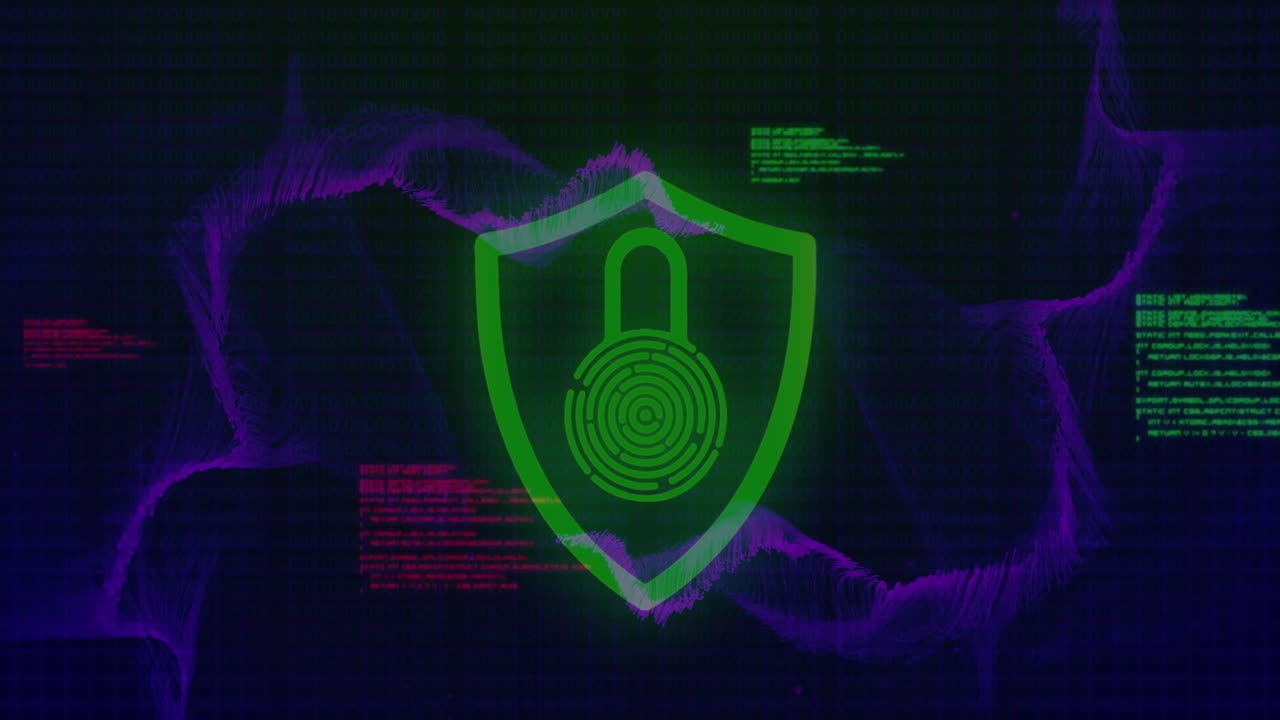 Animation of security padlock and data processing