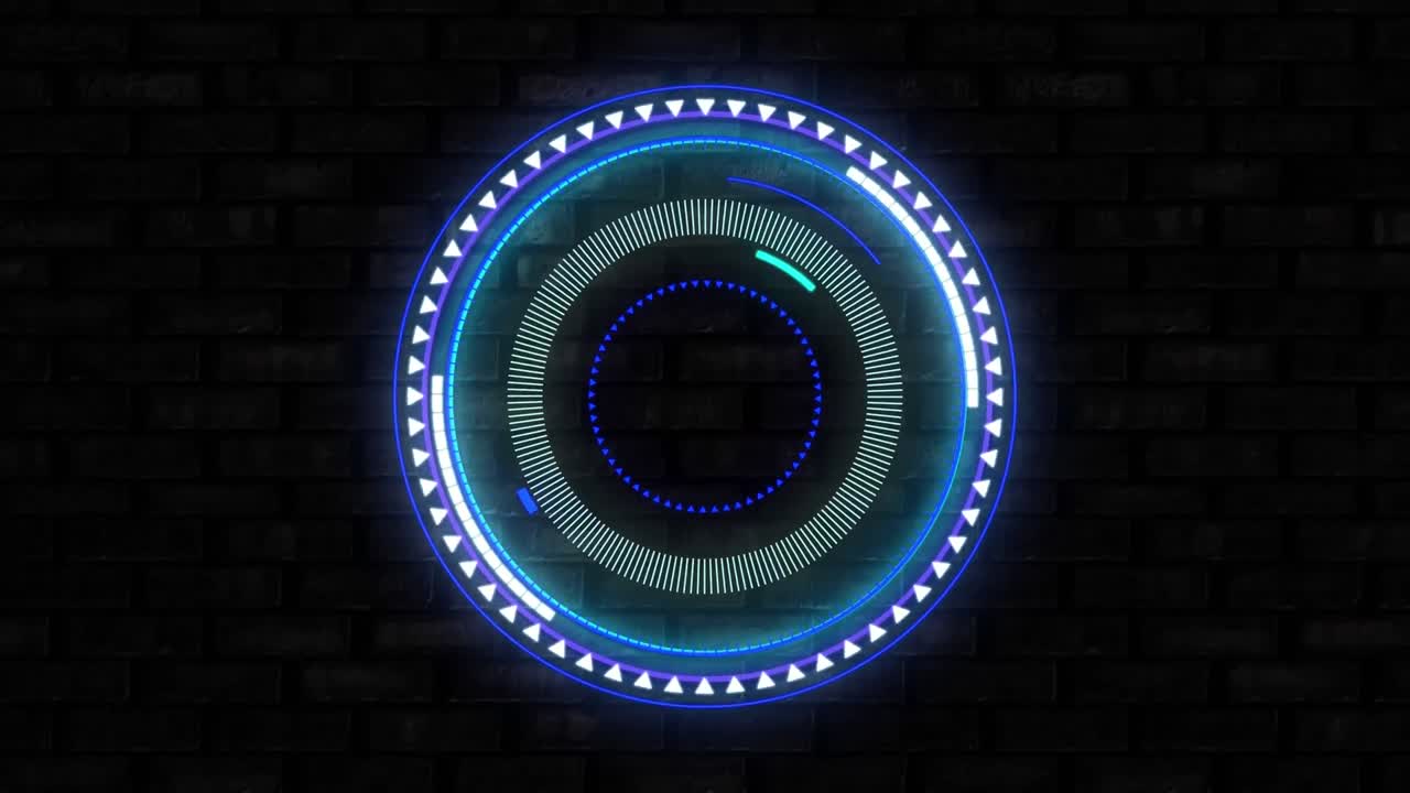 Animation of scope scanning and spinning over black brick wall