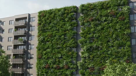 a stunning vertical garden transforms urban living with lush greenery and sustainable design on residential building facade