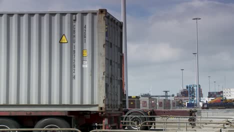 port view with stacked containers and cranes, rotterdam port vibe