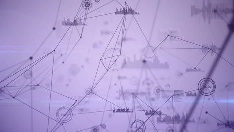 network of connections and data processing animation over abstract background