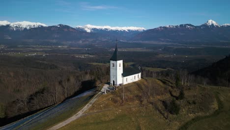 beautiful orbiting drone shot above st