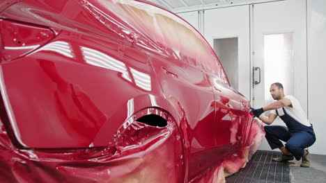 red car paint job in progress