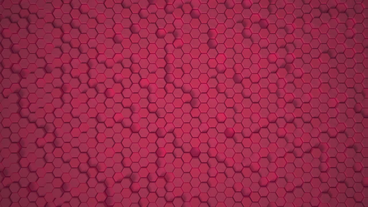 Abstract hexagonal geometric contour of the surface: Calm pink minimal hexagonal grid pattern, background canvas with random movement, honeycomb. Seamless 4K cycle