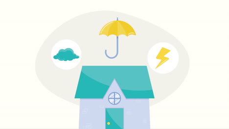 home with insurance service animation