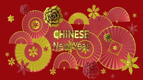 Animation-of-chinese-new-year-text-over-chinese-pattern-on-red-background