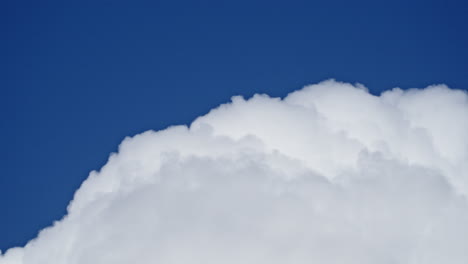 slow bloom of puffy cotton-like white cloud in blue sky, time-lapse