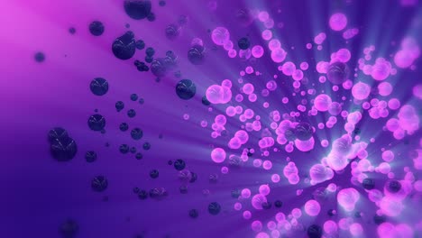 flying purple and pink 3d spheres in empty space.