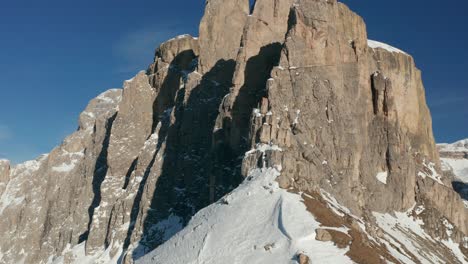 aerial view of the magnificent mountain range at passo gardena, in the dolomites of the south tyrol in northeast italy