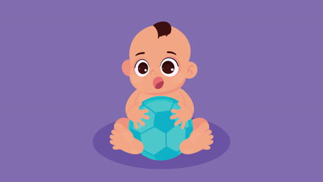 cute little baby boy with balloon soccer
