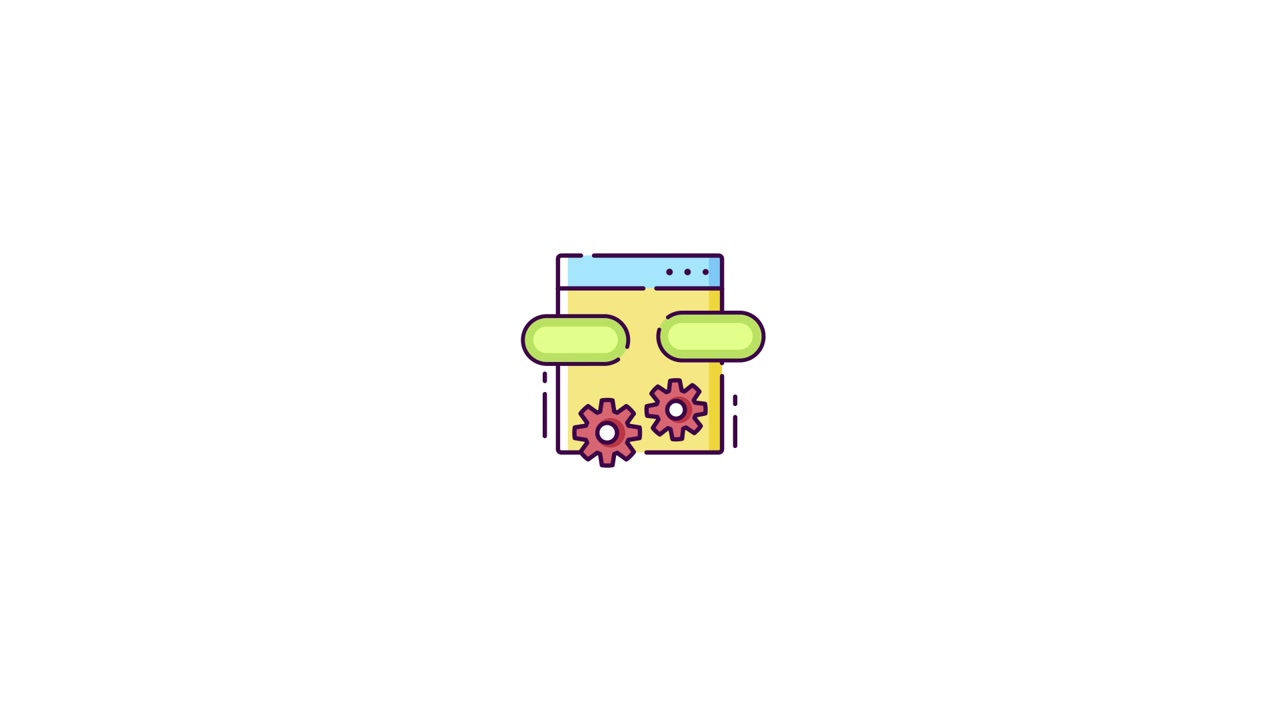 Animated Web Browser Icon with Link and Spinning Gears