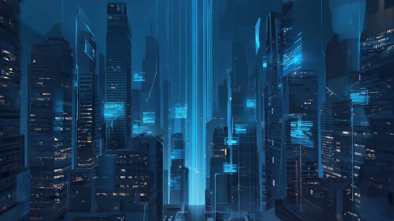 Paisaje urbano futurista por la noche
