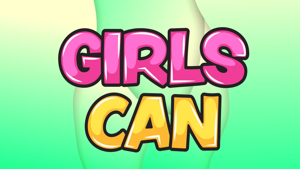 icono de chicas brillantes banner de texto contra un fondo de gradiente verde con textura abstracta