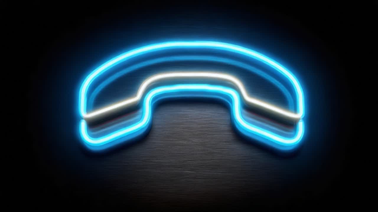 Una splendida rappresentazione al neon di un'icona telefonica che brilla intensamente, a significare comunicazione e connessione nell'era digitale moderna.