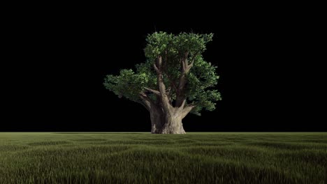 beautiful thick african baobab isolated, alpha channel, 4k, loop