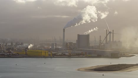 aerial view of europe's largest port and industrial hub, rotterdam port