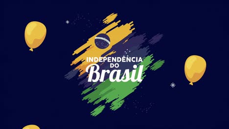 independence brazil lettering with flag painted