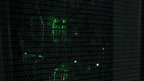 código binario sobre animación digital verde