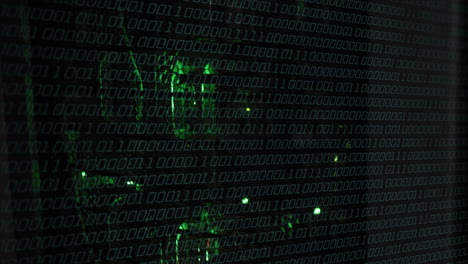 binary code over green digital animation