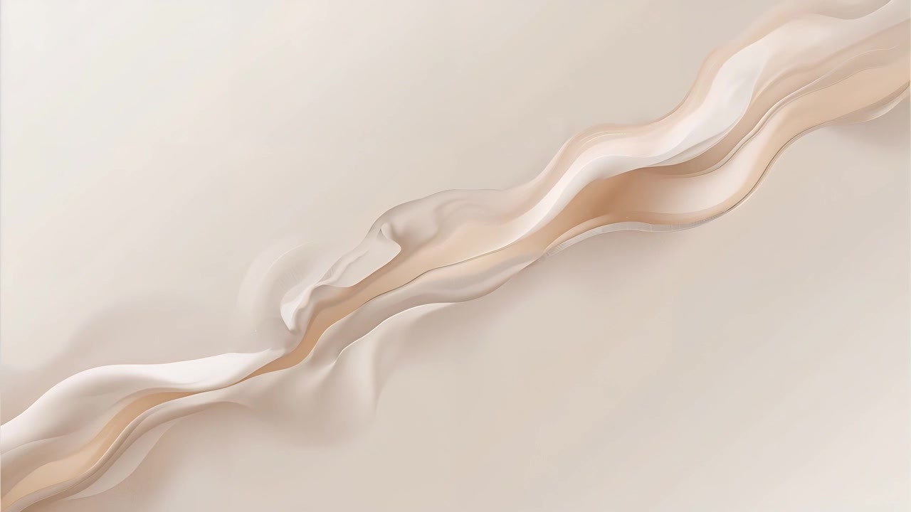Frames starting layered ribbon morphing across beige field for ambient decor with cream sheen