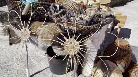 Wooden-sunflowers-carved-and-bent-into-shape-at-lonoa-spain-festival