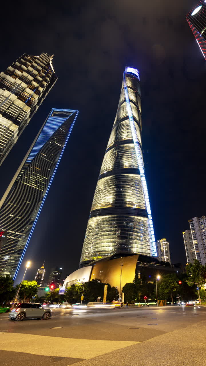 Timelapse of the Shanghai city skyline from a high vantage point at sunset