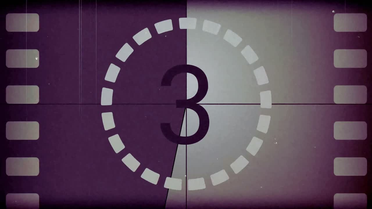 Vintage Film Countdown from Five to Zero with Scratches