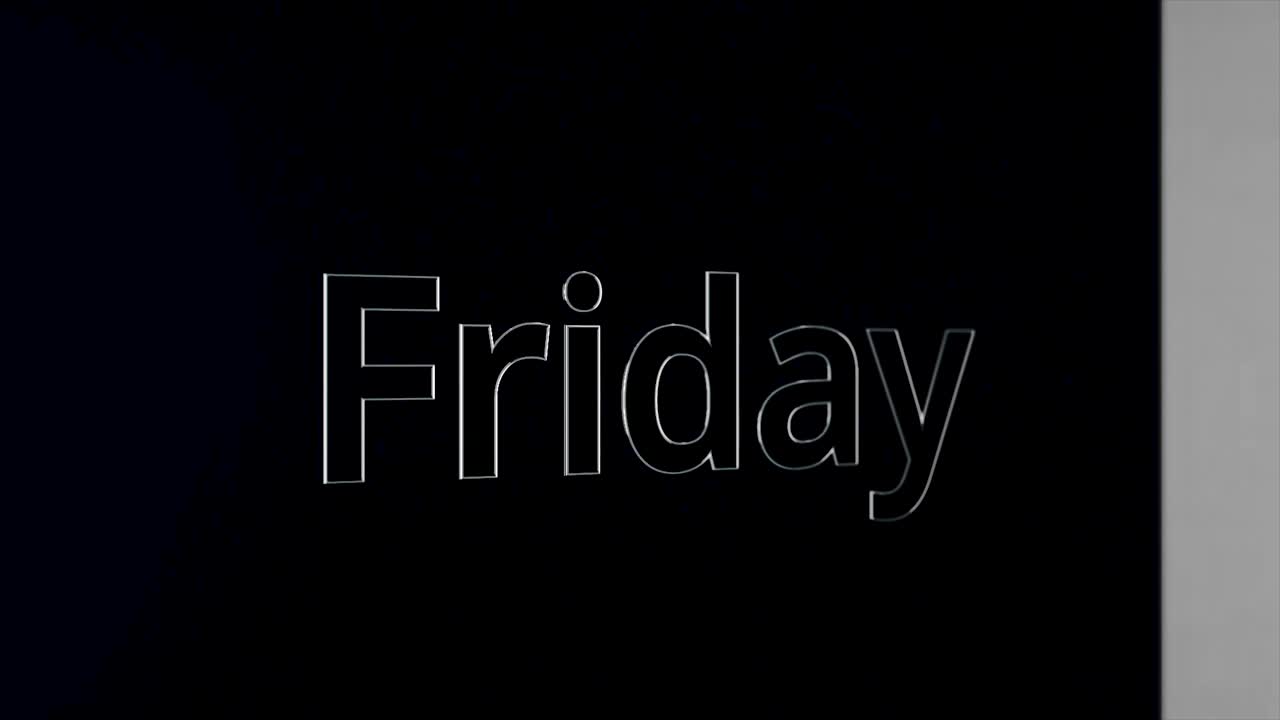 The word "Friday" in white text on a black background