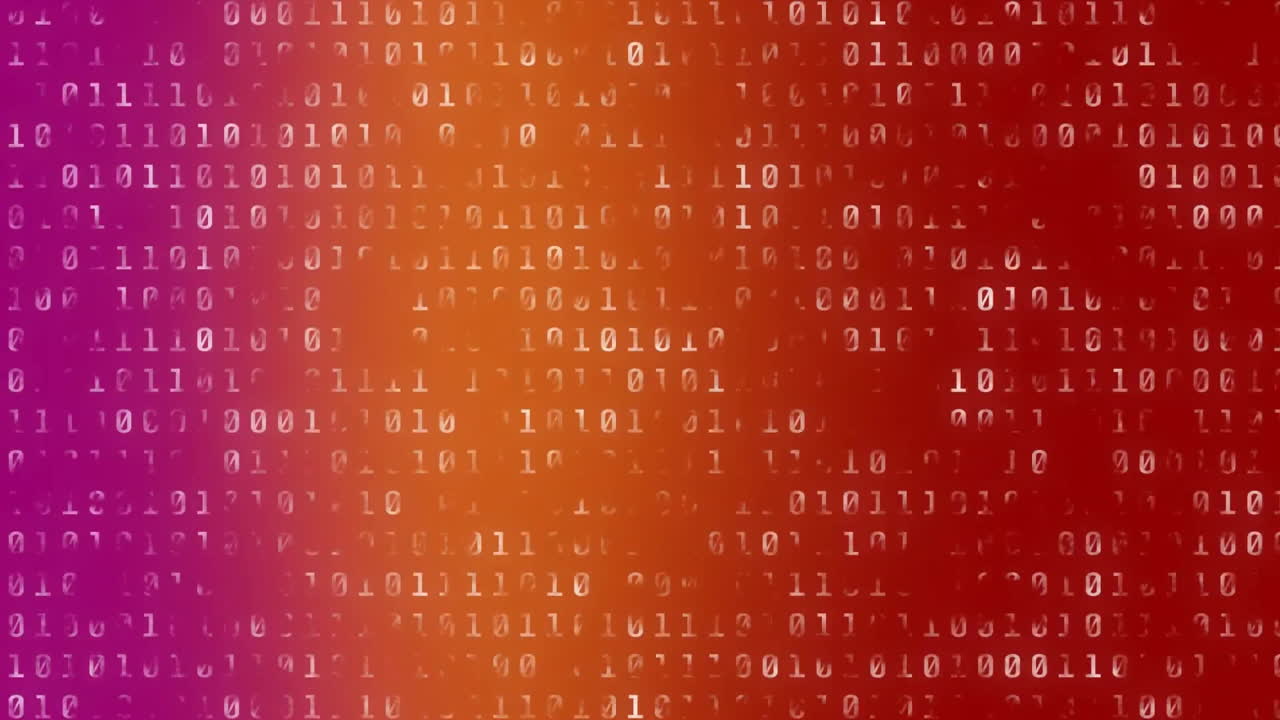 Animation of binary coding on colourful background