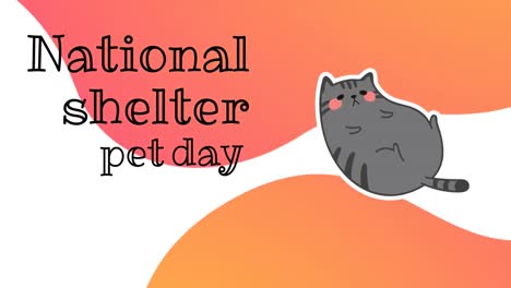 animation of national shelter pet day text over cat icon