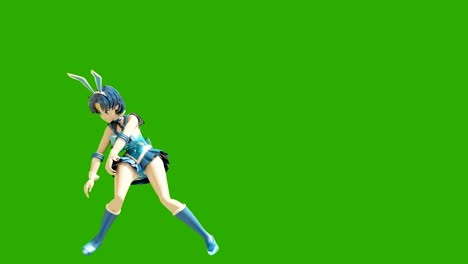 animation dancing cartoon anime girls. girl in the style of anime dancing. high quality seamless loop on green background.