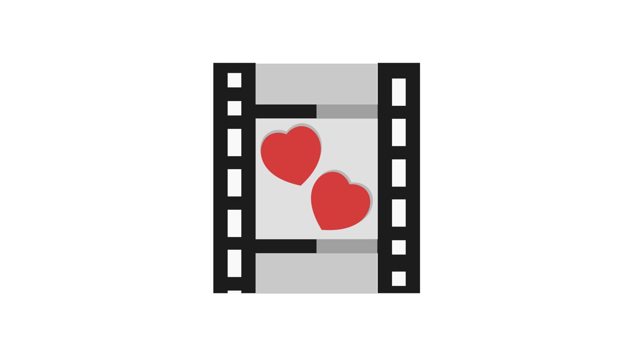 Animated Film Strip with Two Red Hearts