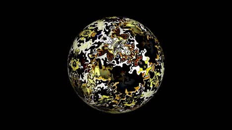 3d loop animation of abstract golden sphere. fantasy gold black gradient alien globe texture surface morphing and moving isolated alpha channel using quicktime prores 4444. sci-fi effect element.