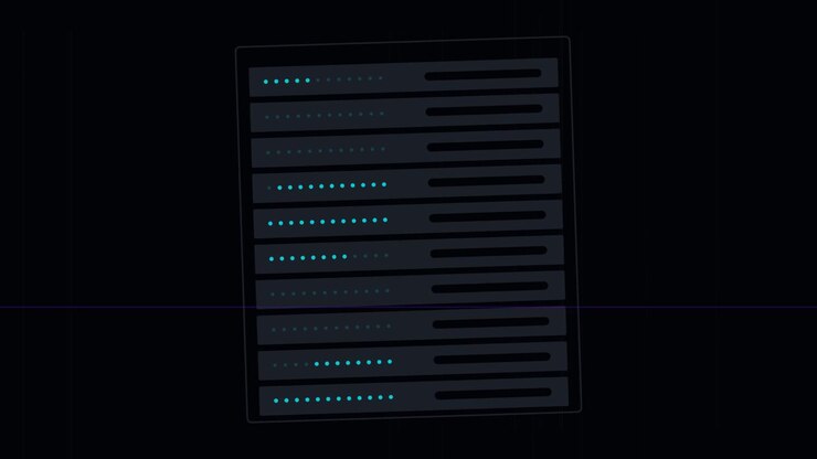 Digital Server Rack Animation with Loading Progress Bars