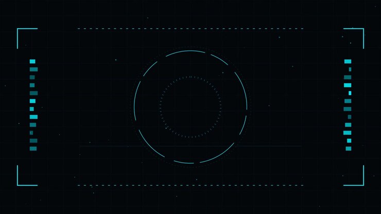 Futuristic Digital HUD Interface with Scanning Circular Elements