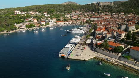 small boat outside of hvar harbor croatia