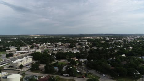 aerial drone video of city of fredericksburg in texas