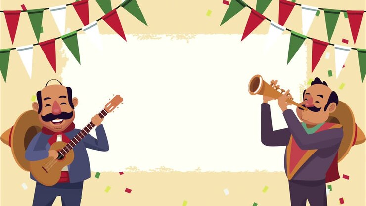 mexican men playing instruments characters
