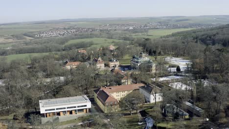 Drone-Aerial-footage-of-Weimar-on-a-sunny-spring-day