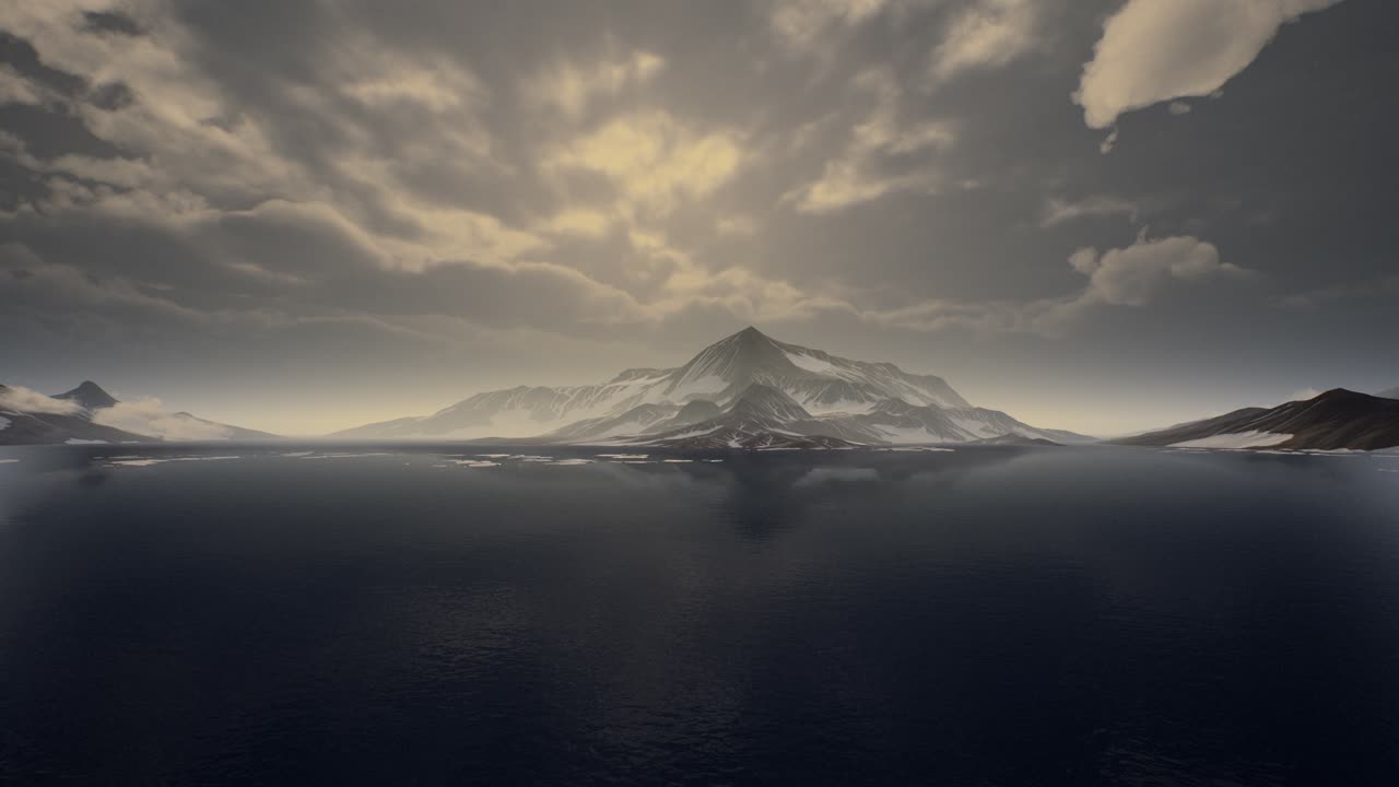 montañas cubiertas de hielo en el paisaje antártico