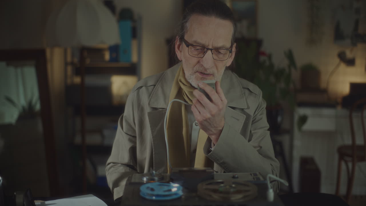 스파이는 신중한 녹음을 듣습니다.