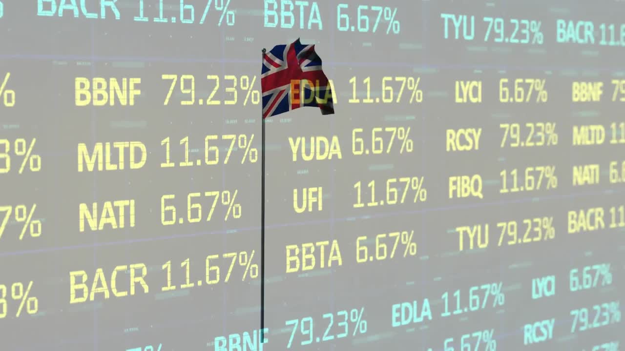 컨베이어 벨트에 있는 카드보드 상자 위에서 금융 데이터 처리의 애니메이션