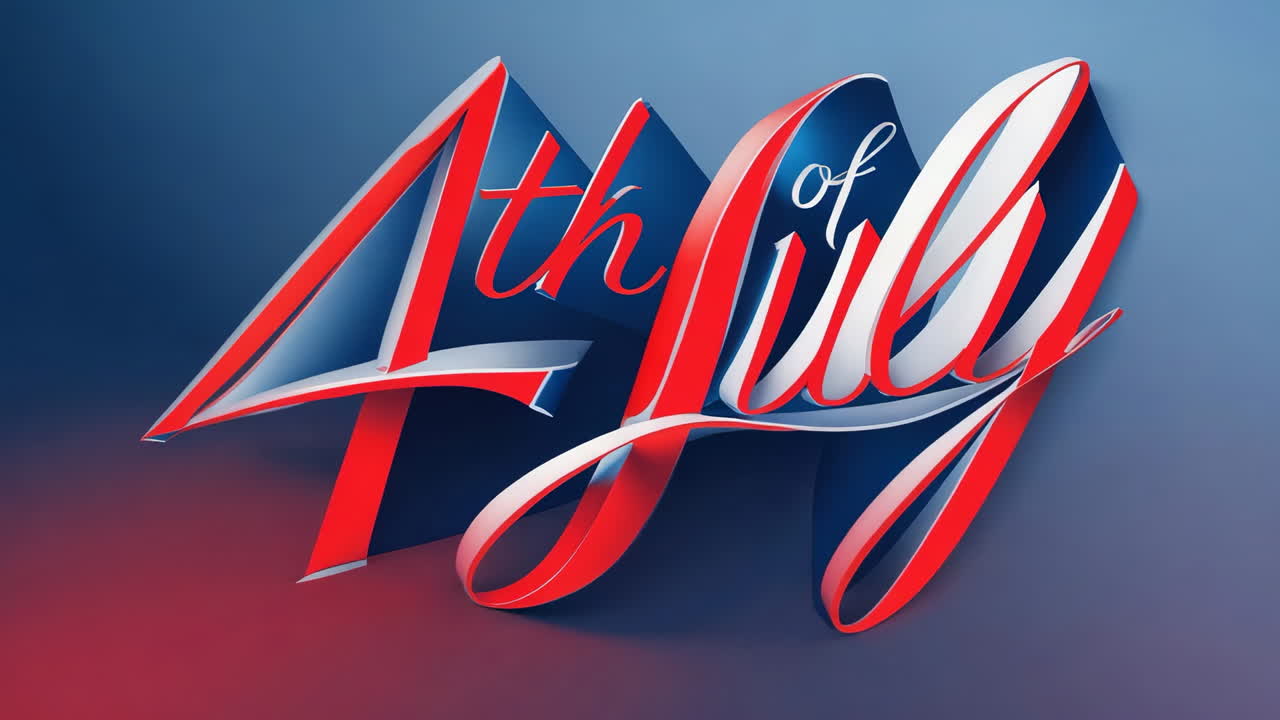 Stylized 4th of July Text in Patriotic Colors