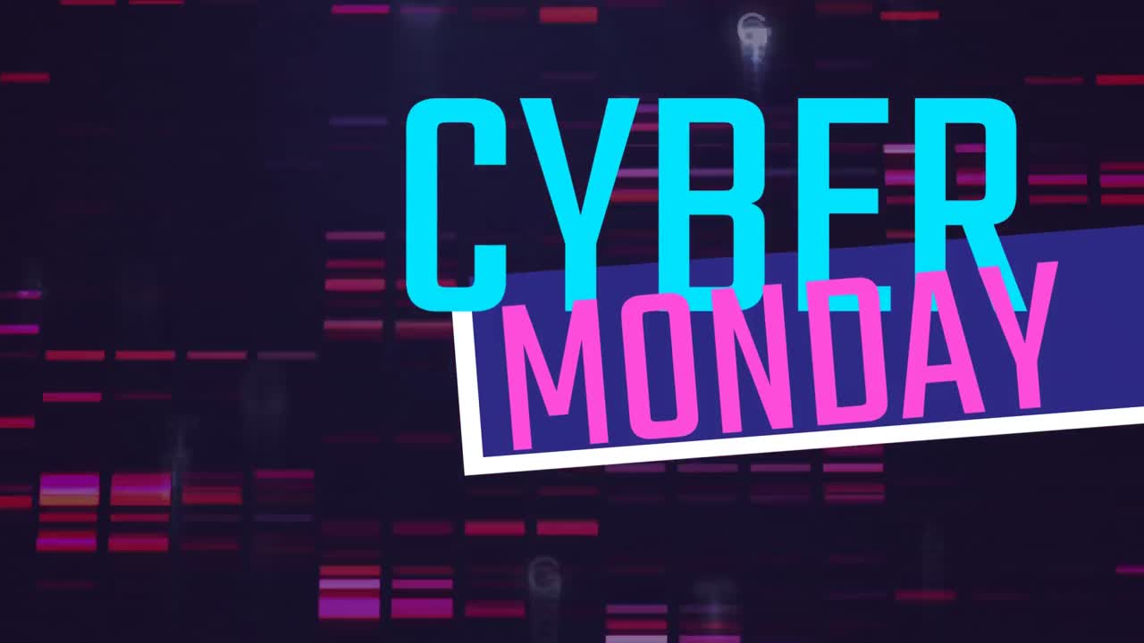 Cyber Monday sign against illuminated background 4k