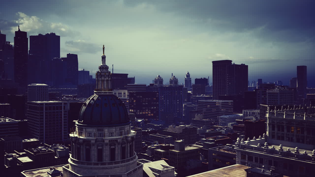 Cityscape with Dome and Skyscrapers