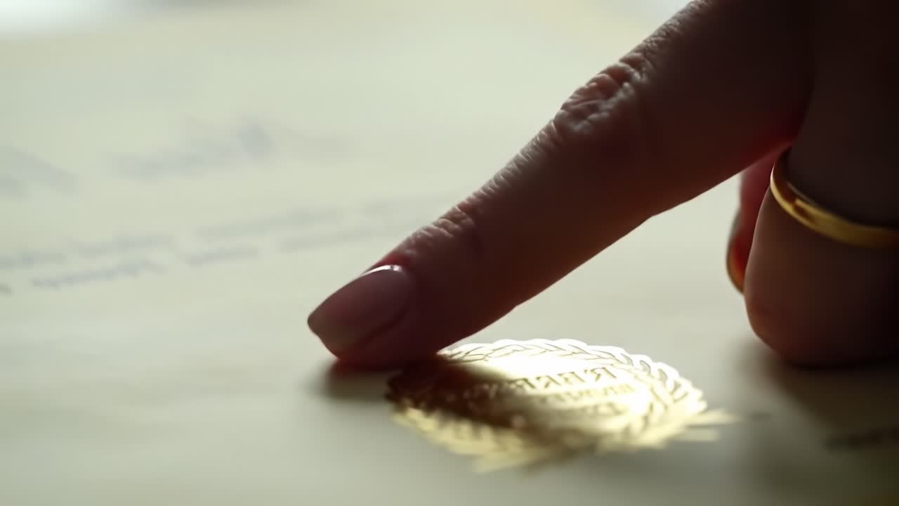 Exploring the Detailed Touches on a Beautifully Embossed Document at a Celebratory Event